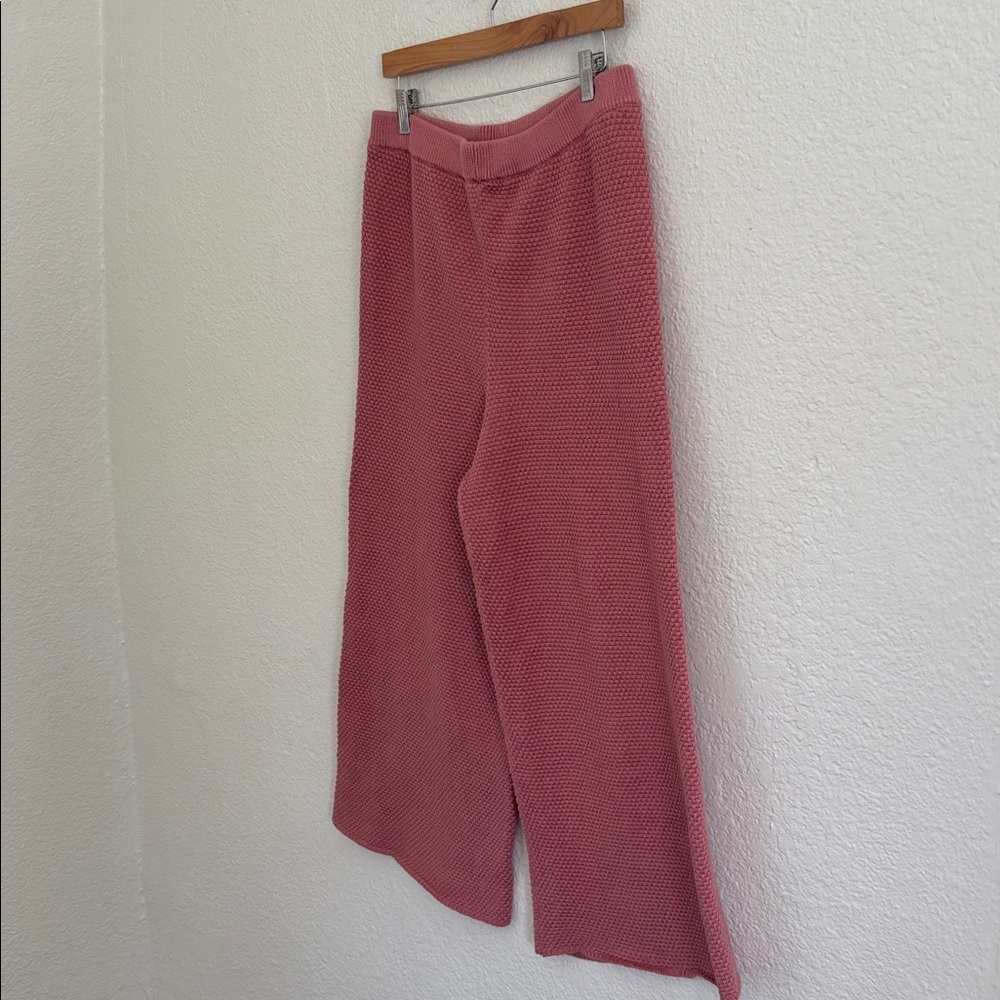 Free People Beach 100% Cotton Hailee Waffle Knit Rosie Pink Pants Size Large - Picture 3 of 10